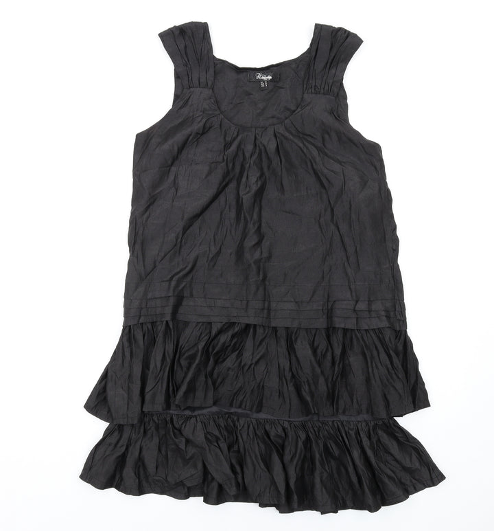 Heaven Womens Black Polyester A-Line Size 12 Scoop Neck Pullover