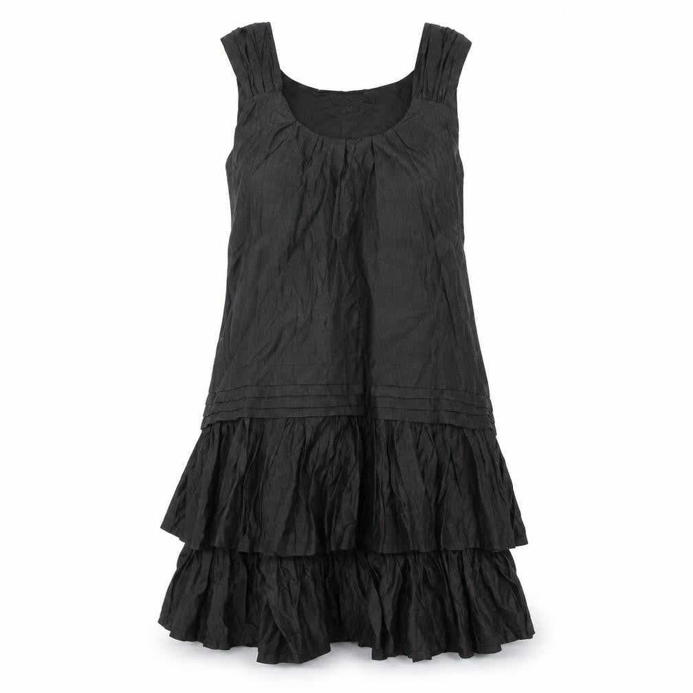 Front view of Heaven women’s black polyester a-line, size UK 12, scoop neck pullover