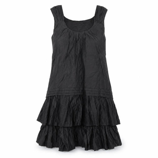 Front view of Heaven women’s black polyester a-line, size UK 12, scoop neck pullover