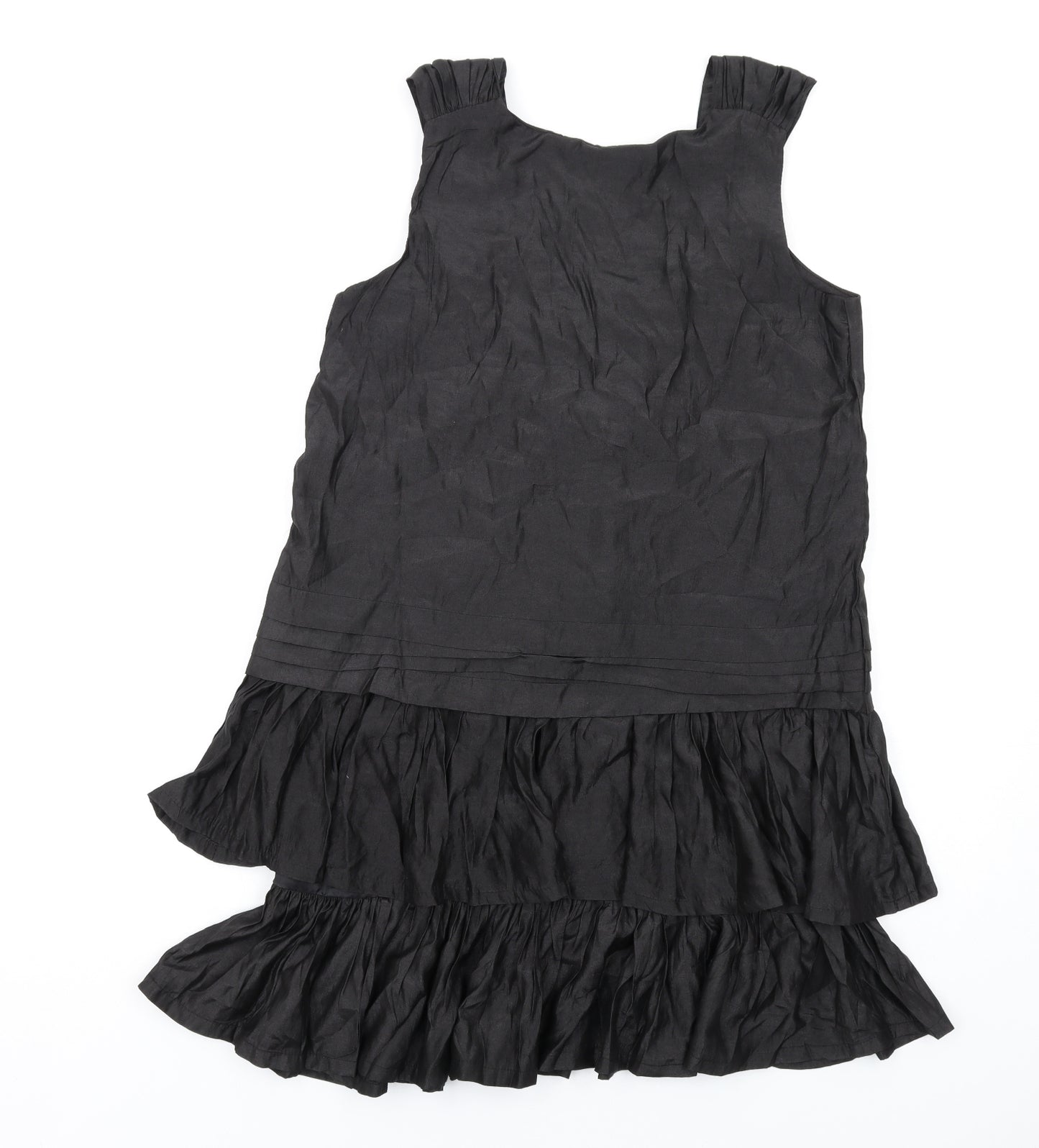 Heaven Womens Black Polyester A-Line Size 12 Scoop Neck Pullover