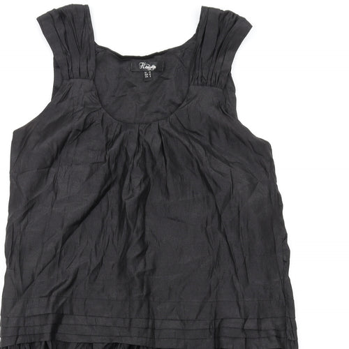 Heaven Womens Black Polyester A-Line Size 12 Scoop Neck Pullover