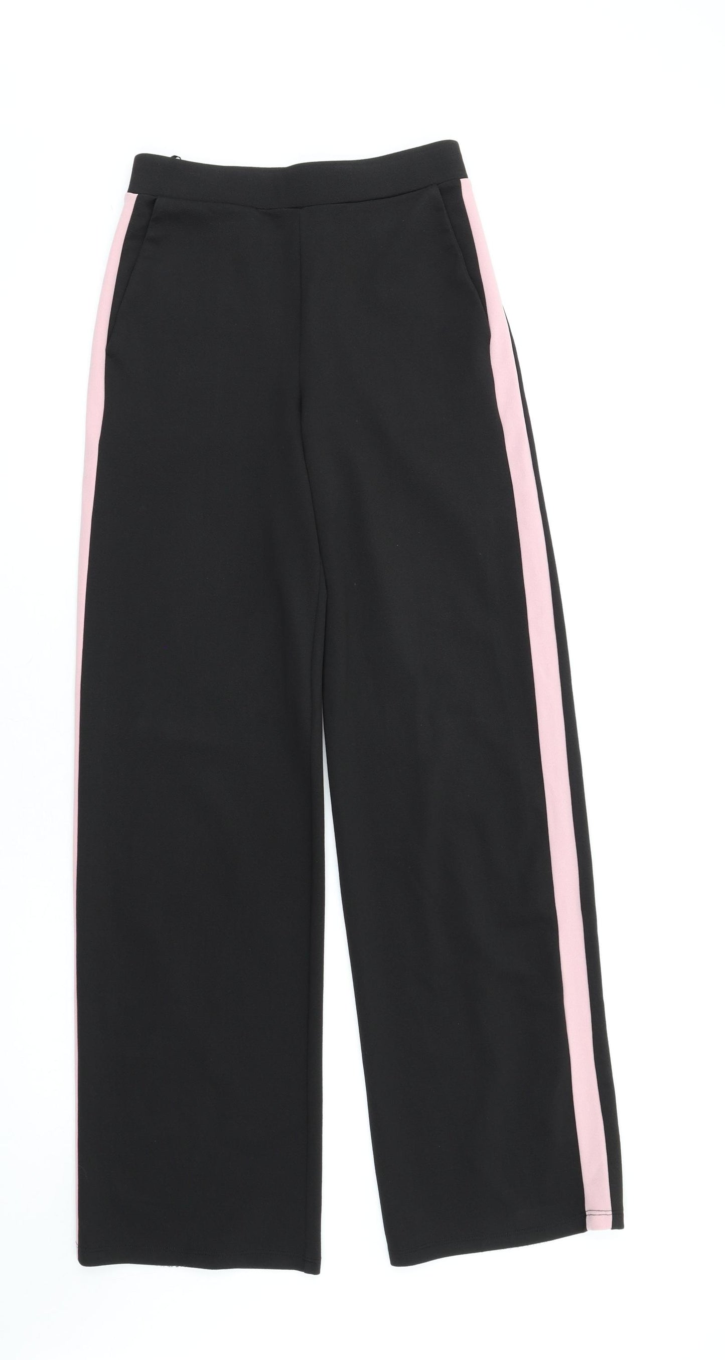 Miss Selfridge Womens Black Polyester Trousers Size 8 L33 in Regular