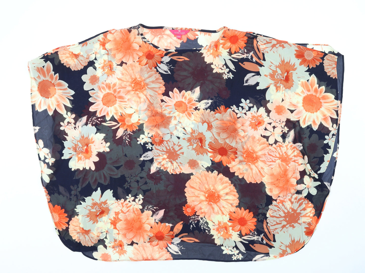 Together Womens Multicoloured Floral Polyester Basic T-Shirt Size 22 Round Neck