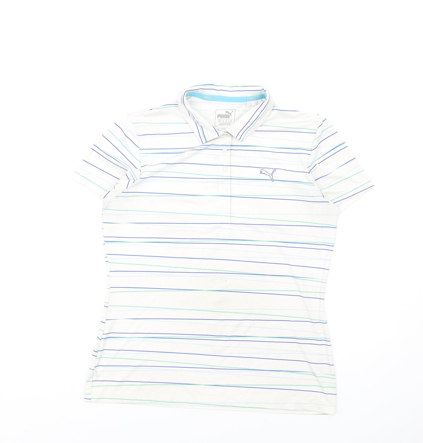 PUMA Womens Multicoloured Striped Polyester Basic Polo Size 12 Collared