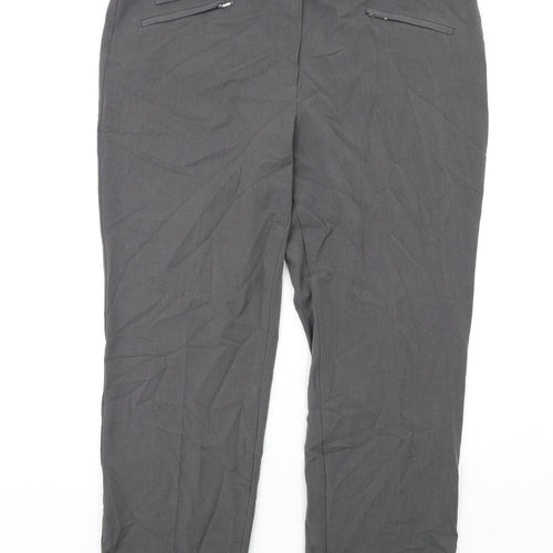 Marks and Spencer Womens Grey Viscose Trousers Size 18 L28 in Regular Zip