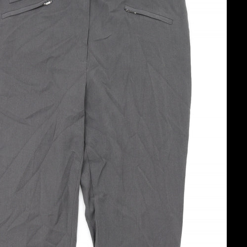 Marks and Spencer Womens Grey Viscose Trousers Size 18 L28 in Regular Zip