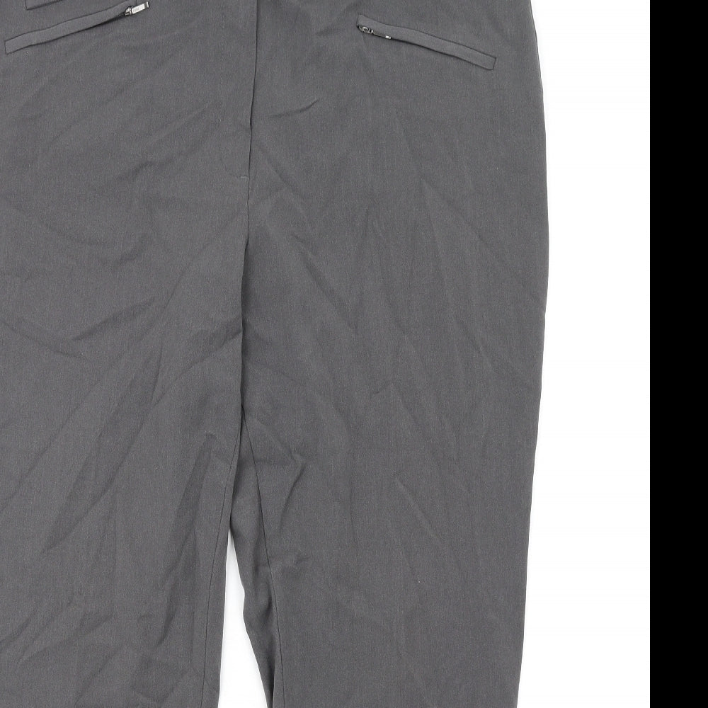 Marks and Spencer Womens Grey Viscose Trousers Size 18 L28 in Regular Zip