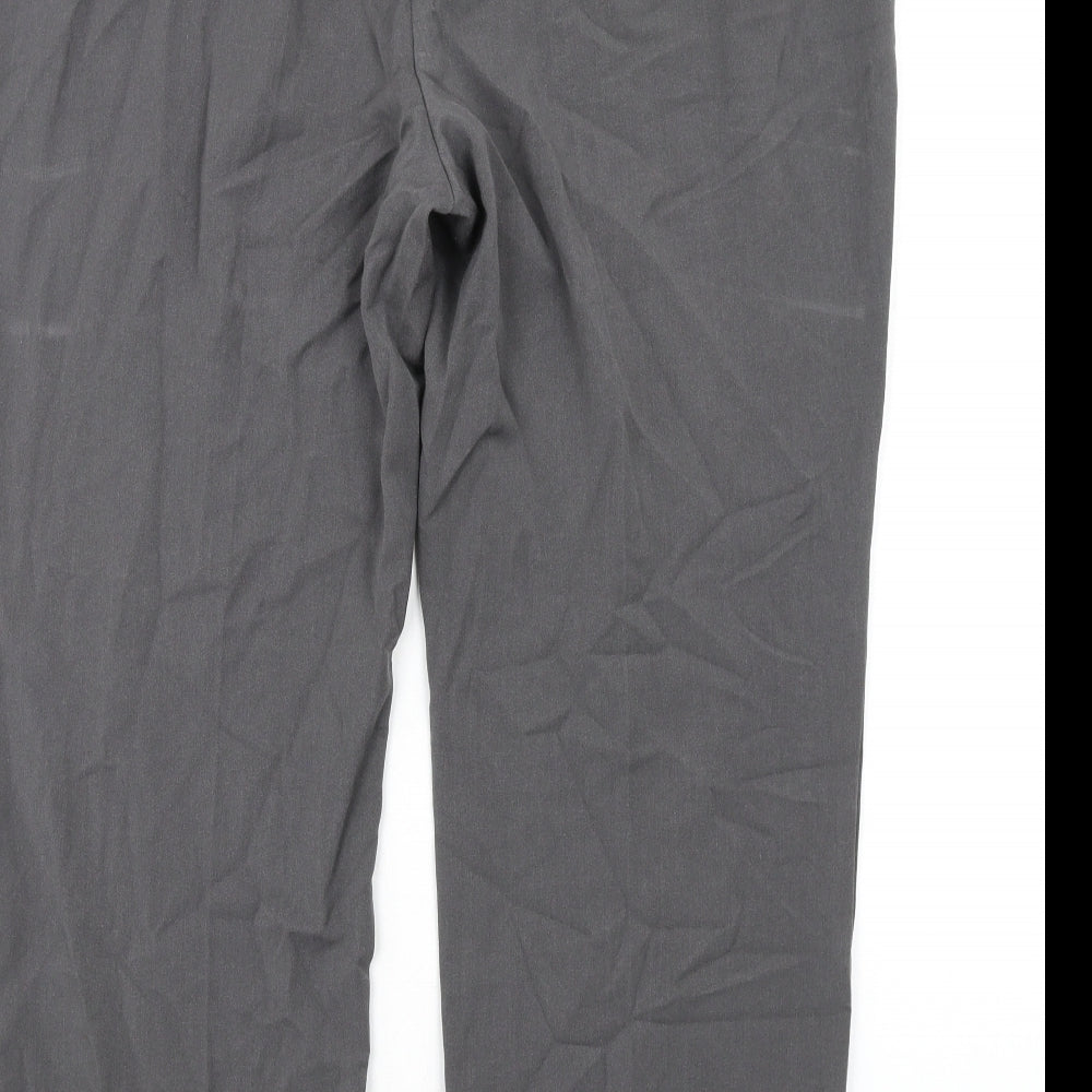 Marks and Spencer Womens Grey Viscose Trousers Size 18 L28 in Regular Zip