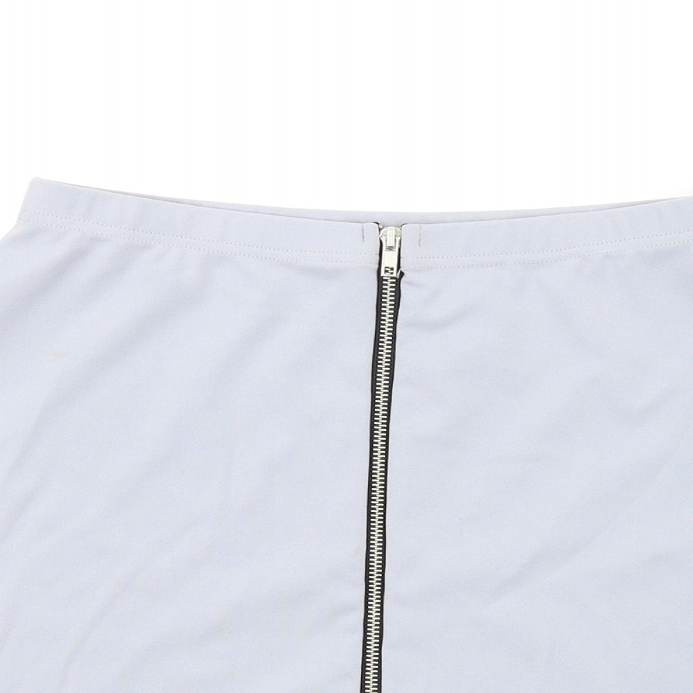Boohoo Womens Grey Polyester A-Line Skirt Size 10 Zip