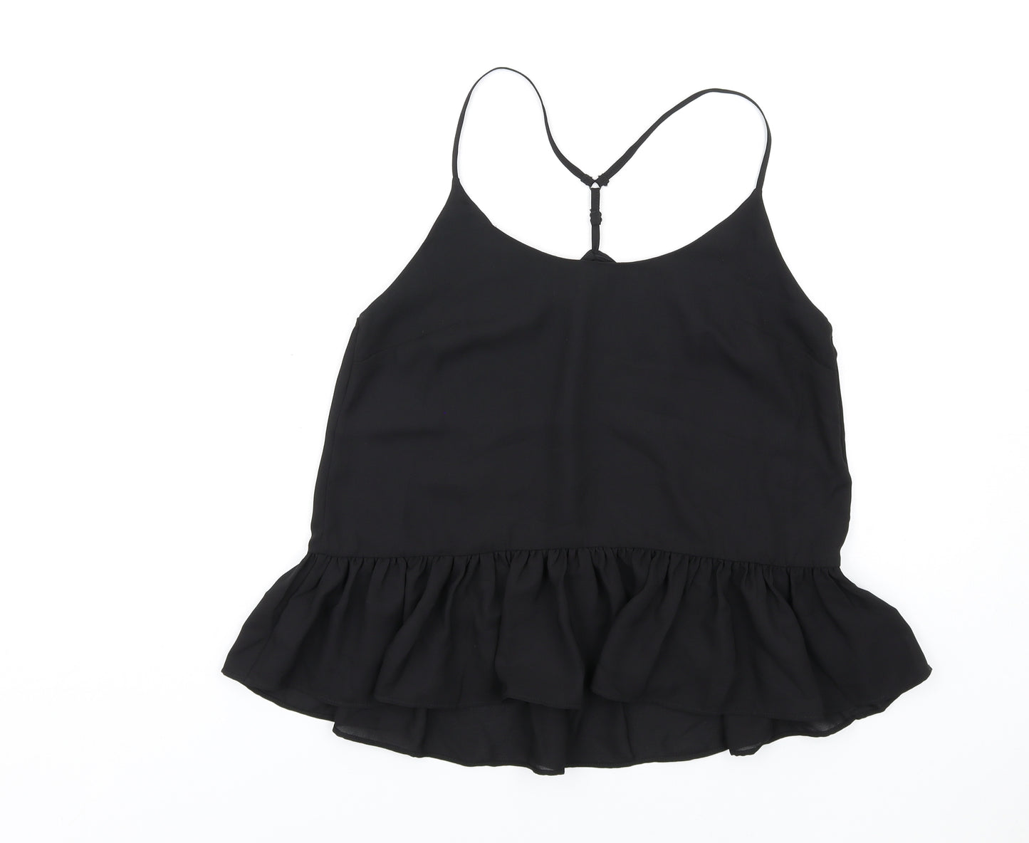ASOS Womens Black Polyester Camisole T-Shirt Size 6 Scoop Neck