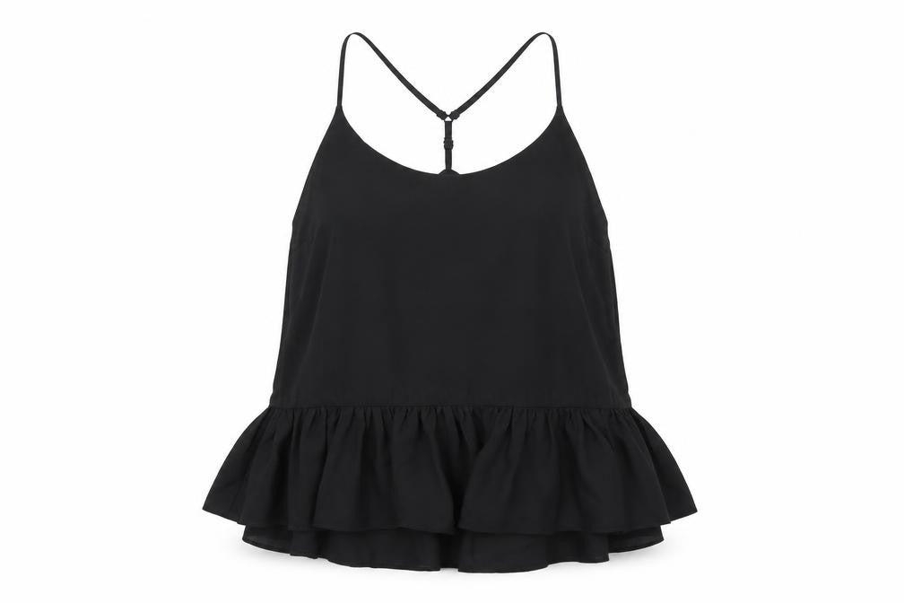 ASOS Womens Black Polyester Camisole T-Shirt Size 6 Scoop Neck