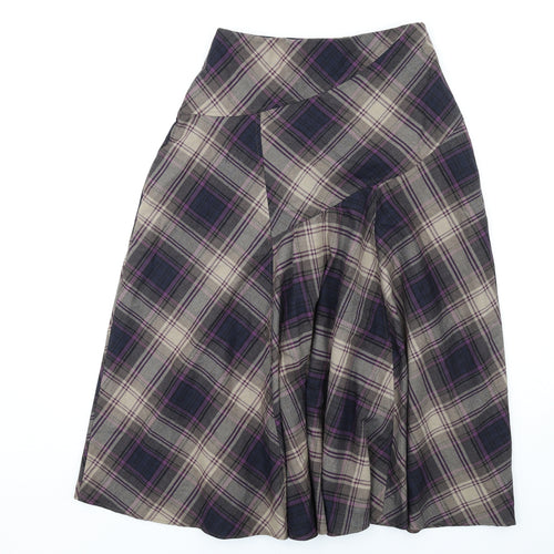 Marks and Spencer Womens Multicoloured Plaid Polyester A-Line Skirt Size 12