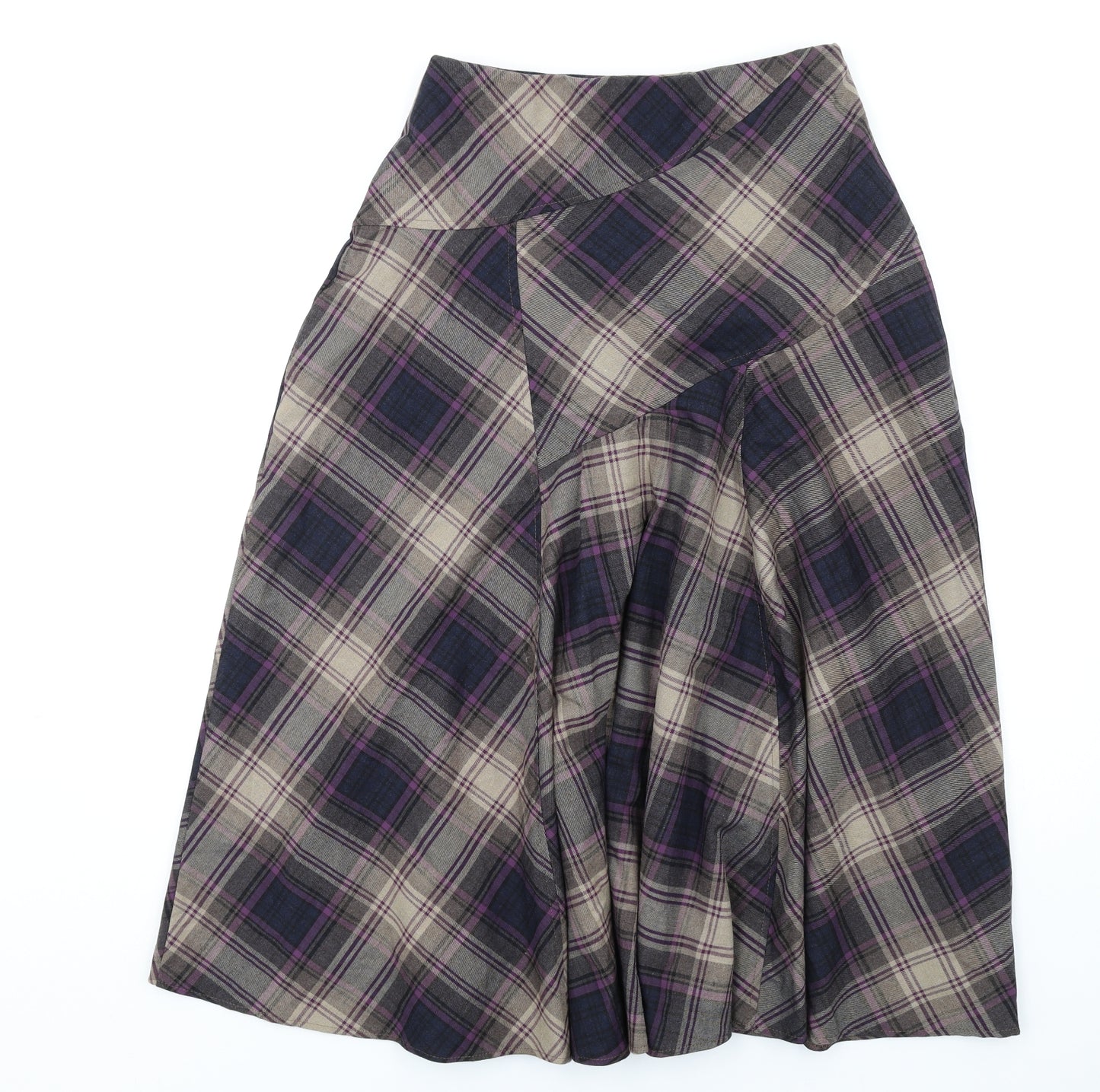 Marks and Spencer Womens Multicoloured Plaid Polyester A-Line Skirt Size 12