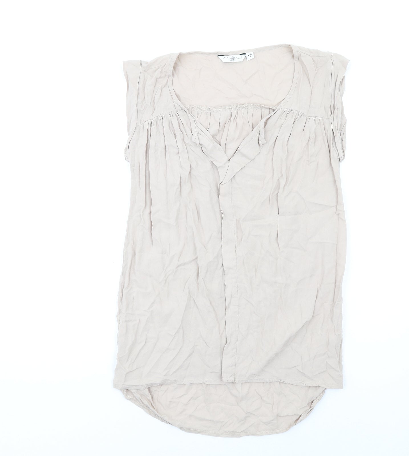 New Look Womens Beige Viscose Basic Tank Size 10 V-Neck