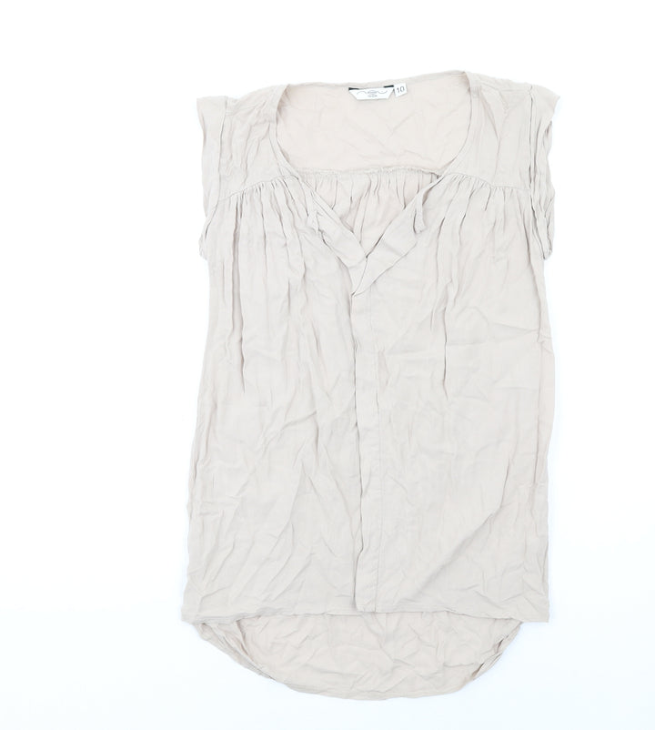New Look Womens Beige Viscose Basic Tank Size 10 V-Neck