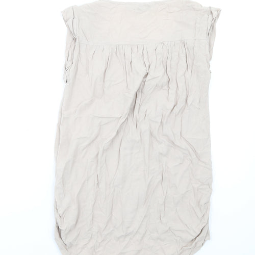 New Look Womens Beige Viscose Basic Tank Size 10 V-Neck
