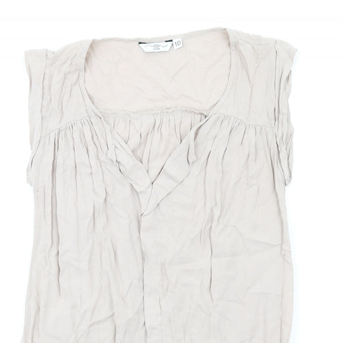 New Look Womens Beige Viscose Basic Tank Size 10 V-Neck