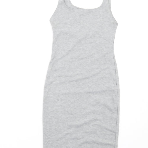 Zara Womens Grey Polyester Bodycon Size M Scoop Neck Pullover
