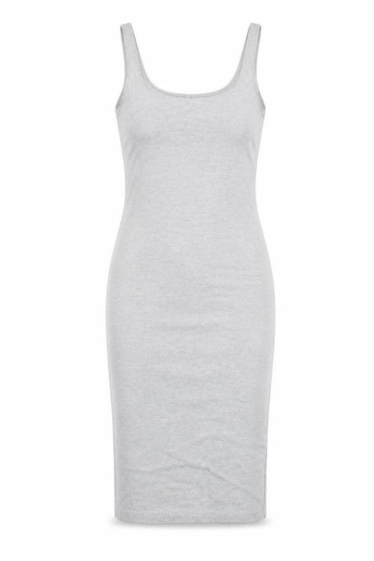 Front view of Zara women’s grey polyester bodycon, size M, scoop neck pullover