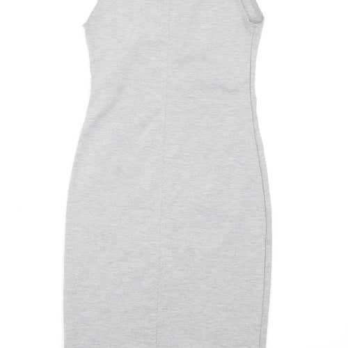 Zara Womens Grey Polyester Bodycon Size M Scoop Neck Pullover