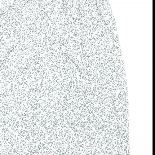 dusk Womens Green Geometric Viscose A-Line Size M Square Neck Pullover