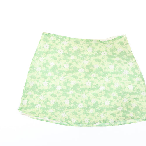 Glamorous Womens Green Floral Polyester Mini Skirt Size 12 Zip