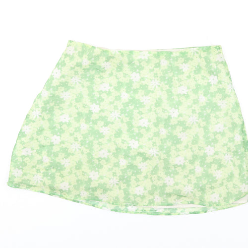 Glamorous Womens Green Floral Polyester Mini Skirt Size 12 Zip