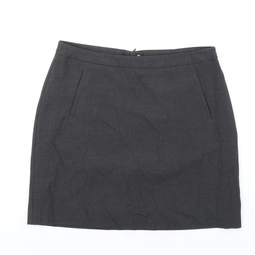 Marks and Spencer Womens Grey Polyester A-Line Skirt Size 12 Zip