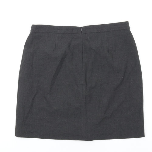 Marks and Spencer Womens Grey Polyester A-Line Skirt Size 12 Zip