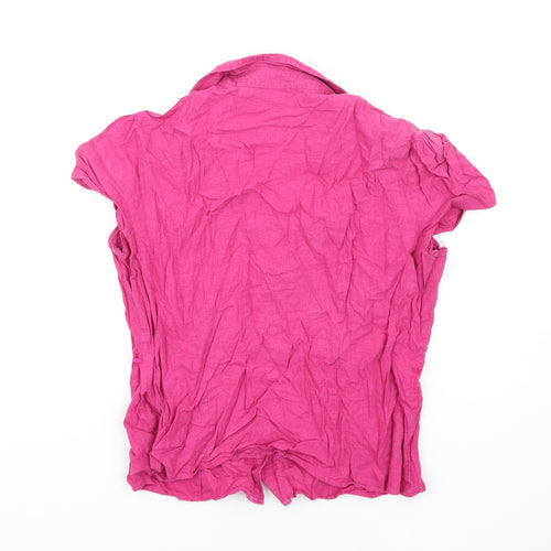 BHS Womens Pink Linen Basic Button-Up Size 18 Collared
