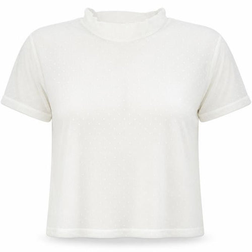 Cotton On Womens Ivory Polyester Cropped T-Shirt Size L Mock Neck