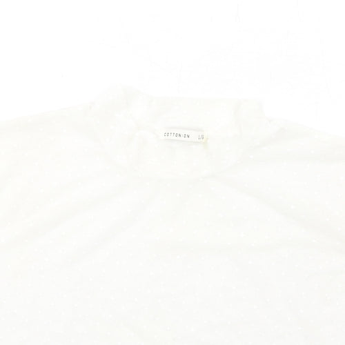 Cotton On Womens Ivory Polyester Cropped T-Shirt Size L Mock Neck