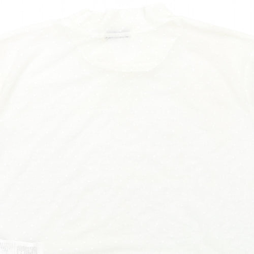 Cotton On Womens Ivory Polyester Cropped T-Shirt Size L Mock Neck