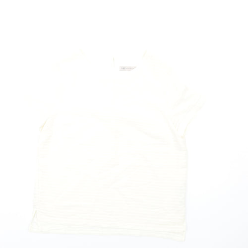 Marks and Spencer Womens Ivory Polyester Basic T-Shirt Size 12 Round Neck