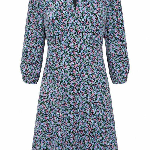 New Look Womens Multicoloured Floral Viscose A-Line Size 10 V-Neck Zip