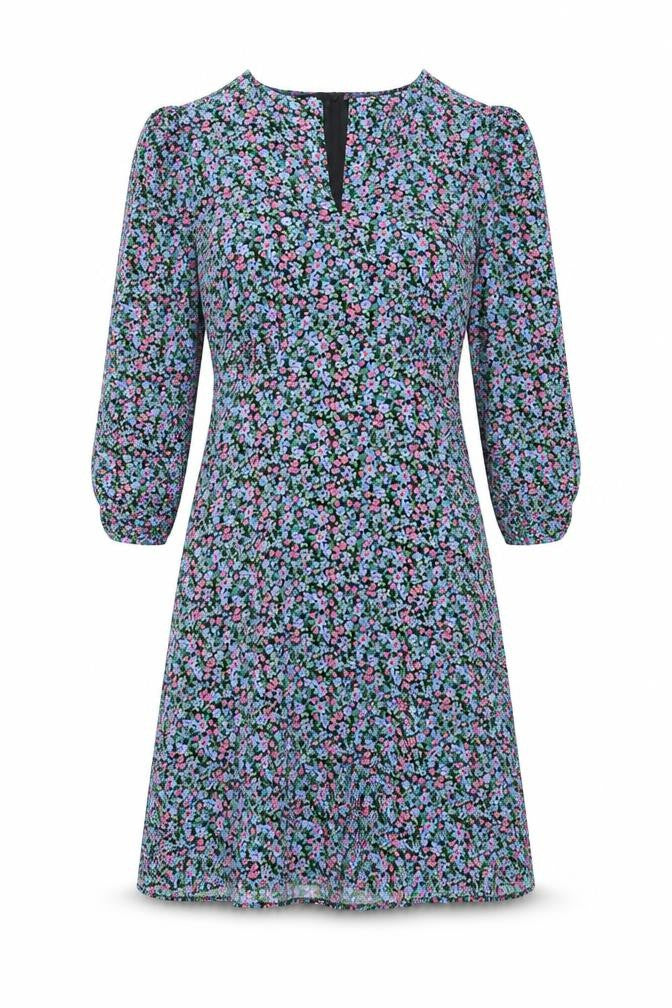 New Look Womens Multicoloured Floral Viscose A-Line Size 10 V-Neck Zip