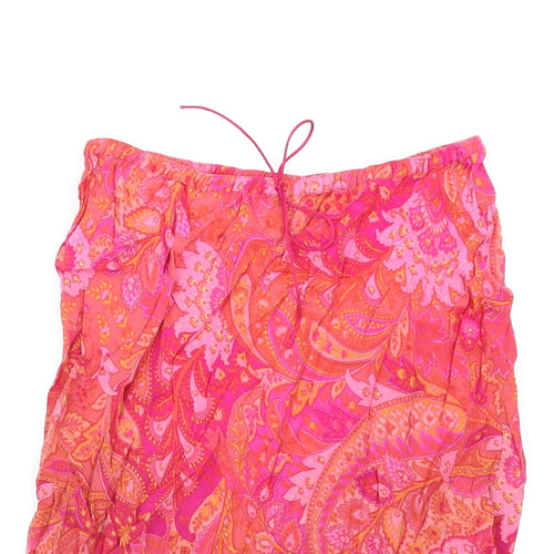 Debenhams Womens Pink Geometric Viscose A-Line Skirt Size 12