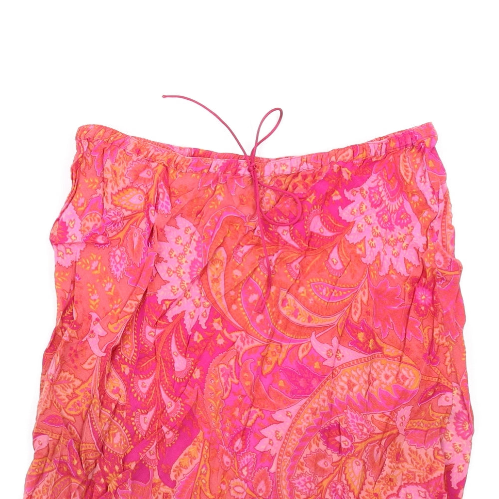 Debenhams Womens Pink Geometric Viscose A-Line Skirt Size 12