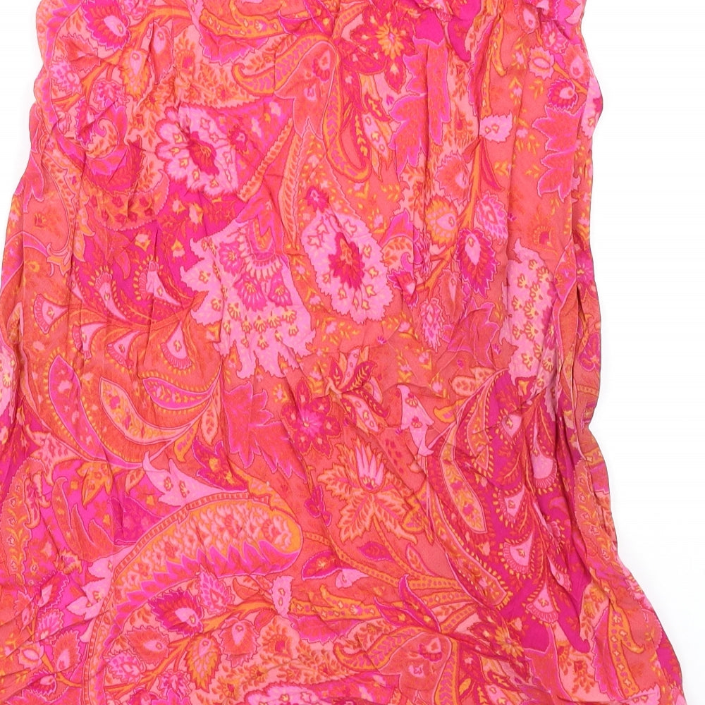 Debenhams Womens Pink Geometric Viscose A-Line Skirt Size 12