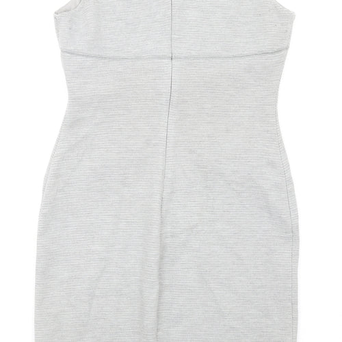 Episode Womens Grey Polyester Pencil Dress Size 8 Round Neck Zip