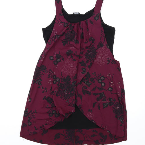 K&D London Womens Purple Floral Polyester A-Line Size 12 Round Neck Pullover