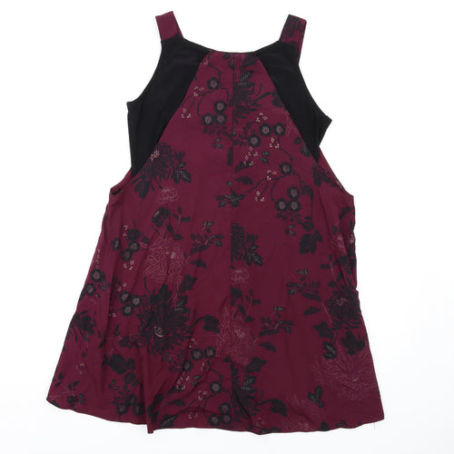 K&D London Womens Purple Floral Polyester A-Line Size 12 Round Neck Pullover