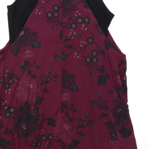 K&D London Womens Purple Floral Polyester A-Line Size 12 Round Neck Pullover