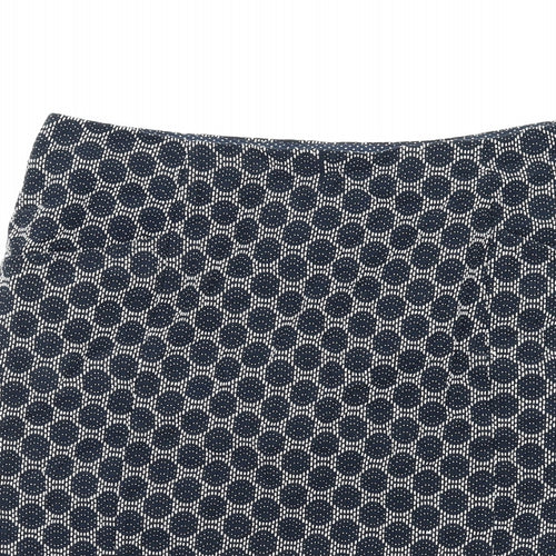 White Stuff Womens Blue Geometric Cotton Straight & Pencil Skirt Size 12 Zip