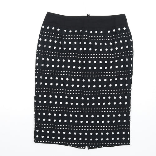 Marks and Spencer Womens Black Cotton Straight & Pencil Skirt Size 12 Zip