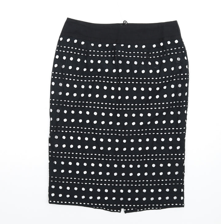 Marks and Spencer Womens Black Cotton Straight & Pencil Skirt Size 12 Zip