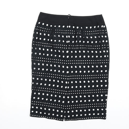 Marks and Spencer Womens Black Cotton Straight & Pencil Skirt Size 12 Zip