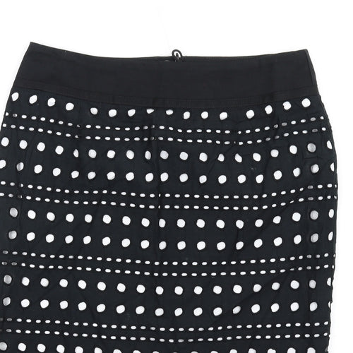 Marks and Spencer Womens Black Cotton Straight & Pencil Skirt Size 12 Zip