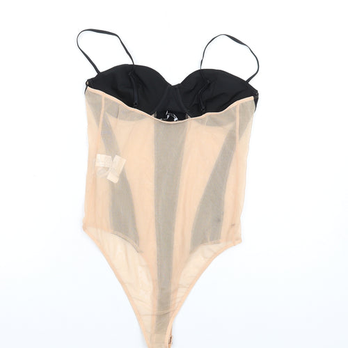 Zara Womens Beige Polyester Bodysuit One-Piece Size M Snap