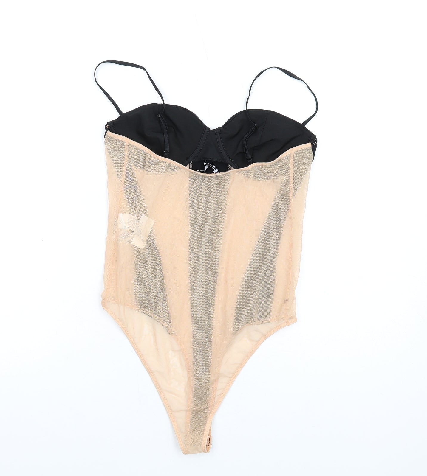 Zara Womens Beige Polyester Bodysuit One-Piece Size M Snap